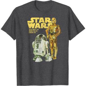 imageStar Wars R2D2 ampamp C3PO Logo Portrait TShirtDark Heather Grey