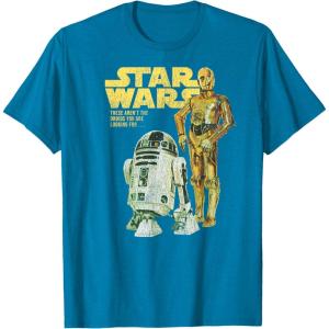 imageStar Wars R2D2 ampamp C3PO Logo Portrait TShirtSapphire Blue