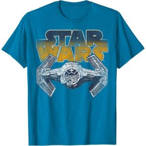 imageStar Wars Super Retro Tie Fighter Classic Logo TShirt TShirtSapphire Blue
