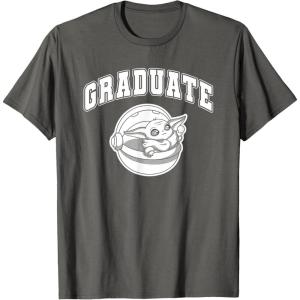 imageStar Wars The Mandalorian Graduate Grogu High School Style TShirtAsphalt Grey