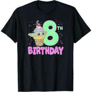 imageStar Wars The Mandalorian Grogu 8th Birthday Ice Cream Cone TShirtBlack