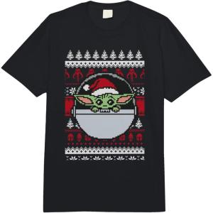 imageStar Wars The Mandalorian Grogu Ugly Christmas Sweater Comfort Colors Adult Heavyweight TshirtBlack