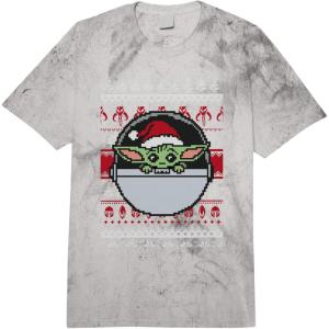 imageStar Wars The Mandalorian Grogu Ugly Christmas Sweater Comfort Colors Adult Heavyweight TshirtGrey Tie Dye