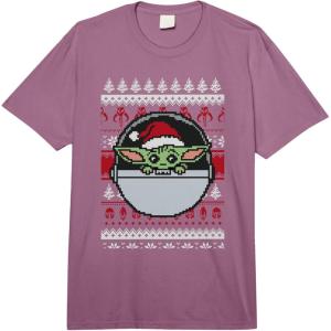 imageStar Wars The Mandalorian Grogu Ugly Christmas Sweater Comfort Colors Adult Heavyweight TshirtPlum