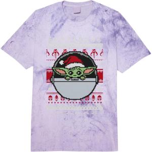 imageStar Wars The Mandalorian Grogu Ugly Christmas Sweater Comfort Colors Adult Heavyweight TshirtPurple Tie Dye