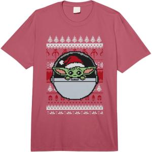 imageStar Wars The Mandalorian Grogu Ugly Christmas Sweater Comfort Colors Adult Heavyweight TshirtRaspberry Red