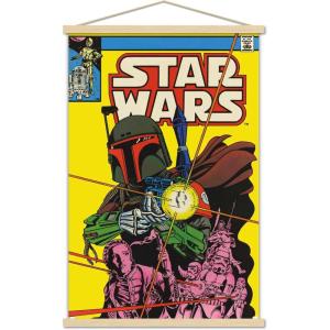 imageTrends International Star Wars Saga  Boba Fett  Comic Cover Wall Poster 34L x 224W Premium Unframed VersionPremium Print and Beechwood Hanger Bundle