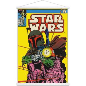 imageTrends International Star Wars Saga  Boba Fett  Comic Cover Wall Poster 34L x 224W Premium Unframed VersionPremium Print and White Hanger Bundle