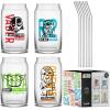 imageJoyJolt Star Wars Now Playing Collection Tumblers 169oz Classic Can Shape Tumbler Drinking Glass Cups Set Glass Tumbler Set of 4 wGlass Straws Star Wars Gifts Star Wars Glassware Large ClearStar Wars