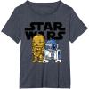 imageStar Wars Boba R2D2 and C3PO Cute Cartoon Graphic TShirt TShirtHeather Blue