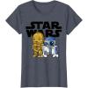 imageStar Wars Boba R2D2 and C3PO Cute Cartoon Graphic TShirt TShirtHeather Blue