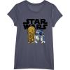 imageStar Wars Boba R2D2 and C3PO Cute Cartoon Graphic TShirt TShirtHeather Blue