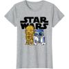 imageStar Wars Boba R2D2 and C3PO Cute Cartoon Graphic TShirt TShirtHeather Grey