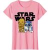 imageStar Wars Boba R2D2 and C3PO Cute Cartoon Graphic TShirt TShirtPink