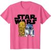 imageStar Wars Boba R2D2 and C3PO Cute Cartoon Graphic TShirt TShirtPink Heather