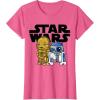imageStar Wars Boba R2D2 and C3PO Cute Cartoon Graphic TShirt TShirtPink Heather