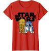 imageStar Wars Boba R2D2 and C3PO Cute Cartoon Graphic TShirt TShirtRed