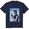 imageStar Wars Classic Han Solo I Know You Love Me Poster TShirtNavy Blue