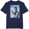 imageStar Wars Classic Han Solo I Know You Love Me Poster TShirtNavy Blue