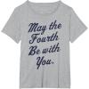 imageStar Wars May The Fourth Be With You Cursive Poster TShirtHeather Grey