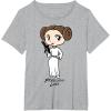 imageStar Wars Princess Leia Cute Cartoon Graphic TShirt TShirtHeather Grey