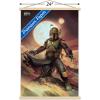 imageTrends International Star Wars The Book of Boba Fett  Boba on Tatooine Wall Poster 22375quot x 34quot Premium Unframed VersionPremium Print and Beechwood Hanger Bundle