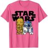 imageStar Wars Boba R2D2 and C3PO Cute Cartoon Graphic TShirt TShirtPink Heather