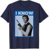 imageStar Wars Classic Han Solo I Know You Love Me Poster TShirtNavy Blue