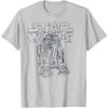 imageStar Wars R2D2 Vintage Distressed C2 Disney TShirtSilver Grey