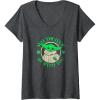 imageWomens Star Wars St Patricks Day Grogu May The Luck Be With You VNeck TShirtDark Heather Grey