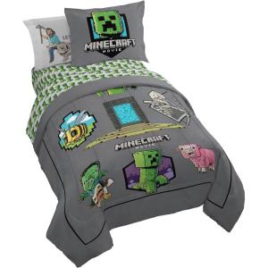 imageJay Franco Kids Comforter Set Includes Sheets and Pillow Covers  Soft and Cozy Bed Set for Stylish Room Decor Dark Blue  Star Wars 5 Piece Twin BeddingGrey  Minecraft Movie