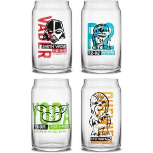 imageJoyJolt Star Wars Now Playing Collection Tumblers 169oz Classic Can Shape Tumbler Drinking Glass Cups Set Glass Tumbler Set of 4 wGlass Straws Star Wars Gifts Star Wars Glassware Large ClearStar Wars