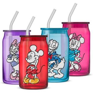 imageJoyJolt Star Wars Now Playing Collection Tumblers 169oz Classic Can Shape Tumbler Drinking Glass Cups Set Glass Tumbler Set of 4 wGlass Straws Star Wars Gifts Star Wars Glassware Large ClearMickey Mouse