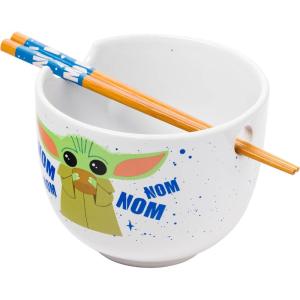 imageSilver Buffalo Star Wars Japanese Art Featuring Darth Vader Yoda Chewbacca Death Star and Stormtrooper Ceramic Ramen Noodle Rice Bowl with Chopsticks Microwave Safe 30 OuncesMandalorian Baby Yoda Grogu