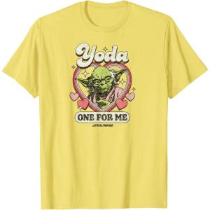 imageStar Wars  Yoda One For Me Funny Valentines Day Pun TShirtLemon Yellow