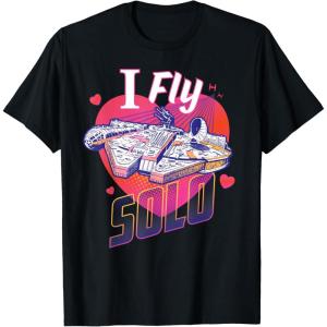 imageStar Wars Anti Valentines Day Millennium Falcon I Fly Solo TShirtBlack