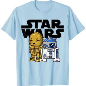 imageStar Wars Boba R2D2 and C3PO Cute Cartoon Graphic TShirt TShirtBaby Blue