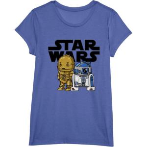imageStar Wars Boba R2D2 and C3PO Cute Cartoon Graphic TShirt TShirtBright Blue Heather