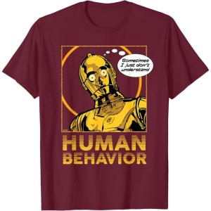 imageStar Wars C3PO I Just Dont Understand Human Behavior Quote TShirtBurgundy