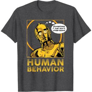imageStar Wars C3PO I Just Dont Understand Human Behavior Quote TShirtDark Heather Grey