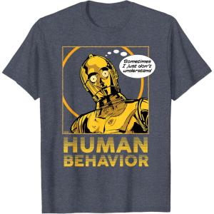 imageStar Wars C3PO I Just Dont Understand Human Behavior Quote TShirtHeather Blue