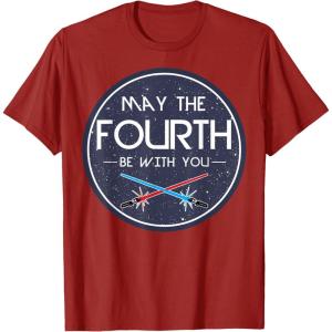 imageStar Wars Classic May The Fourth Be With You Circle Logo TShirtCranberry Red