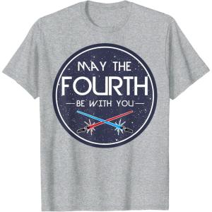imageStar Wars Classic May The Fourth Be With You Circle Logo TShirtHeather Grey
