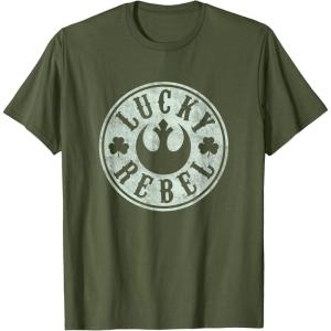 imageStar Wars Classic St Patricks Day Lucky Rebel Distressed TShirtOlive Green