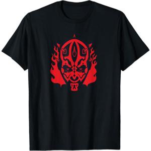 imageStar Wars Darth Maul Dark Side Villains Head Gothic Flames TShirtBlack