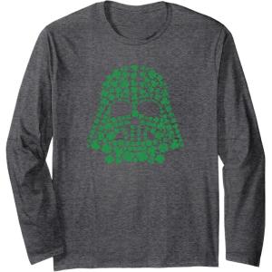imageStar Wars Darth Vader Green Shamrocks St Patricks Day Long Sleeve TShirtDark Heather Grey