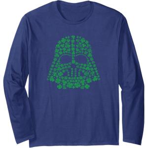 imageStar Wars Darth Vader Green Shamrocks St Patricks Day Long Sleeve TShirtNavy Blue