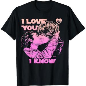 imageStar Wars Han Leia THE KISS quotI Love You  I Knowquot TShirt TShirtBlack