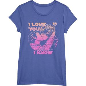 imageStar Wars Han Leia THE KISS quotI Love You  I Knowquot TShirt TShirtBright Blue Heather