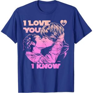 imageStar Wars Han Leia THE KISS quotI Love You  I Knowquot TShirt TShirtRoyal Blue